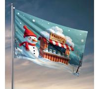 Décorations de dortoir pour les gars du collège Un bonhomme de neige joyeux se tient à côté de Frosty's Whipped Snow Stand On A Snowy Day. Drapeau de jardin Accessoires de drapeau amusant pour dortoir