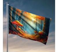 Décorations de dortoir pour les gars du collège, un chemin forestier magique orné de champignons vibrants. Drapeau pour les garçons Drapeau pour meubles de salle de jeux (152 x 244 cm)