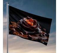 Décorations de dortoir pour les gars du collège Une rose en chocolat entourée de chocolat fondu. Drapeau de jardin Accessoires de drapeau de dortoir amusants (30 x 45 cm)