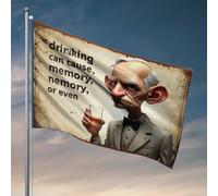 Décorations de dortoir pour les gars du collège vintage Avertissement : Boire affecte la mémoire, la santé, ou même... Drapeau de gym Drapeau de marquage (60 x 90 cm)