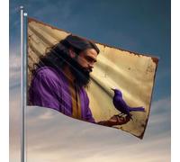 Décorations de dortoir pour les gars d'université Un homme en robe violette tient un oiseau violet vif sur sa main. Drapeau Accessoires de dortoir essentiels pour dortoir (30 x 45 cm)