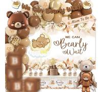 Décorations de douche de bébé de Teddy Bear, Nous pouvons Bearly attendre la douche de bébé, Boîte de bébé 4 avec des décorations de fête de Teddy Bear, Bannière d'ours brun, Fond de fond