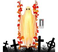 Décorations De Fantômes D'Halloween Accessoire De Fête Effrayant Sinistre | Décoration De Fête Fantôme Balançant Avec Lumières Pour La Fête D'Halloween En Extérieur Arrière-Cour