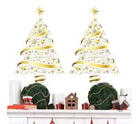 Décorations De Fenêtre De Noël - Autocollant D'arbre Doré 60 X 42 Cm, Décoration sans tracas, Art De Fenêtre Statique, De Porte De Vacances, Muraux Imperméables Et Réutilisables | De N