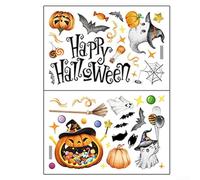 Décorations de fenêtre d'Halloween avec citrouilles et monstres autocollants amovibles en PVC