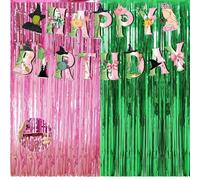 Décorations de fête à paillettes avec 1 bannière de fête, rideaux à franges en aluminium pour décoration d'anniversaire disco (0,9 x 2,5 m)