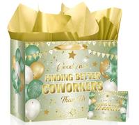 Décorations de fête « Adieu départ à l'extérieur » Vert sauge « Good Luck Finding Better Coworkers Than Us » avec papier cadeau pour « We Will Miss You », départ à la retraite, fournitures de fête au