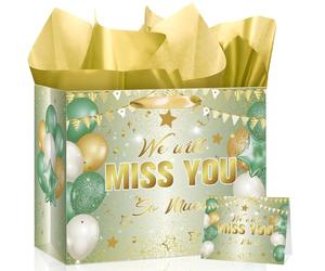 Décorations de fête d'adieu aux sorties, sacs cadeaux « We Will Miss You » avec papier cadeau, carte de vœux pour « We Will Miss You », « Goodbye, retraite, collègue », fournitures de fête de départ