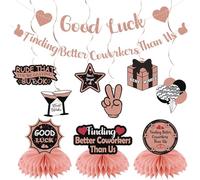 Décorations de fête d'adieu, décorations de fête d'adieu, de retraite, de bonne chance, bannières à paillettes, centres de table suspendus, tourbillons pour les fournitures de départ des collègues de