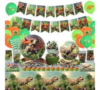 Décorations De Fête D'anniversaire Au Motif De Dinosaure,Y Compris Bannières,Décorations De Gâteau,Assiettes,Tasses,Serviettes,Nappes,Ballons Pour 20 Invités (Bannières)