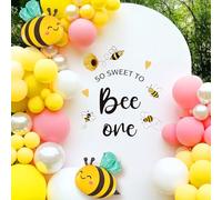 Décorations de fête d'anniversaire « Bee One » - Panneau autocollant pour toile de fond, arche de ballons, décorations de fête du 1er anniversaire pour fille, décoration de fête prénatale pour fille