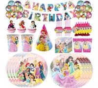 Décorations de fête d'anniversaire de princesse, vaisselle, gobelets, assiettes, serviettes, nappe, fournitures de fête de princesse pour anniversaire, ballon, bannière 6pcs horns