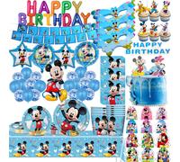 Décorations de fête d'anniversaire Mickey Mouse Kild, vaisselle jetable, ballon de fond, cadeau pour garçon, fournitures de décoration de fête d'anniversaire 1pcs tablecloth