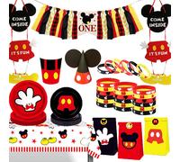 Décorations de fête d'anniversaire Mickey Mouse pour garçon, vaisselle jetable, assiette, serviette, tasse, nappe, vaisselle de noël, ensemble de dîner pour enfants 1pc cake topper
