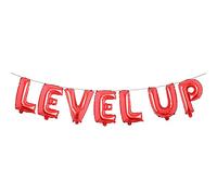 Décorations de fête d'anniversaire multicolores de 40,6 cm pour garçon - Ballon de jeu pour jeu sur fête d'anniversaire - Bannière « Happy Birthday » (rouge niveau)