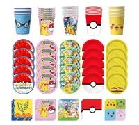 Décorations de fête d'anniversaire Pokemon, mélange de nappe d'anniversaire Pikachu, assiettes en papier, gobelets, serviettes, Kit de fournitures de table, cadeaux pour enfants 10pcs 7inch plate