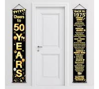Décorations de fête d'anniversaire pour 50e anniversaire de mariage - Bannière « Cheers to 50 Years » - Décoration de fête - Panneau de bienvenue pour anniversaire de mariage (50e - 1973)