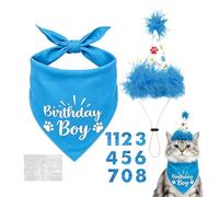 Décorations de fête d'anniversaire pour chiot - Ensemble de bandana réglable pour chien | Accessoires de costume de fête réutilisables pour animaux de compagnie | Ensemble d'accessoires de photomaton