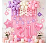 Décorations de fête d'anniversaire pour femme - Rose et violet
