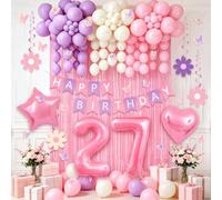 Décorations de fête d'anniversaire pour femme - Rose et violet