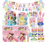 Décorations de fête d'anniversaire princesse, tasses, assiettes, masque facial, nappe, fournitures de fête, boîte à bonbons, ballons roses, cadeaux d'anniversaire pour enfants 10pcs 9inch plates