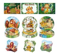 Décorations de fête d'anniversaire Simba : vaisselle, gobelets, assiettes, serviettes, nappe, ballons, fournitures pour fête du Roi Lion, toile de fond pour anniversaire balloon 1