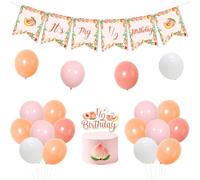 Décorations de fête d'anniversaire sur le thème de la pêche, bannière 1/2 voie vers une bannière en aluminium pour filles de 1/2 an, fournitures d'anniversaire demi-année