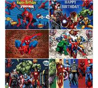 Décorations de fête d'anniversaire sur le thème des super-héros Marvel, toile de fond Spider-Man, Iron Man, Hulk, Captain America, accessoires de fête pour enfants A-S6403