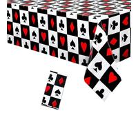 Décorations de Fête D'anniversaire Sur Le Thème du Poker de Casino Couverture de Table Nappe en Plastique Décorations de fête de Casino pour Noël Fête de Casino à thème de Las Vegas,137 x 274 cm