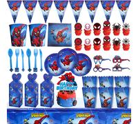 Décorations de fête d'anniversaire sur le thème Spiderman, vaisselle jetable, assiettes, serviettes, tasses, bannière, ballon en aluminium d'araignée 3D, fournitures de fête number balloon 6