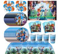 Décorations de fête d'anniversaire Zootopia, vaisselle, gobelets, assiettes, serviettes, fournitures de fête Zootopia pour anniversaire, ballons, toile de fond, porte-clés badge style4