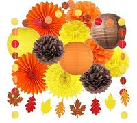 Décorations de fête d'automne en papier à suspendre - Lanternes en papier d'automne - Guirlande de feuilles d'érable pour Thanksgiving, mariage, récolte, anniversaire, fête prénuptiale, décoration de