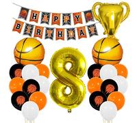 Décorations de fête de basket-ball pour enfants de 8 ans - Ensemble de ballons en latex en forme de chiffre 8 - Ballon en latex doré en forme de chiffre 8 - Décoration d'événement sur le thème du