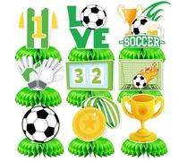 Décorations de fête de football, 9 pièces en nid d'abeille pour centre de table sur le thème du football pour garçons, anniversaire, fête prénatale