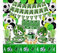 Décorations de fête de football, comprend un balloon, une bannière, des assiettes, des serviettes, des tasses pour l'anniversaire des fans de football des garçons, pour 20 invités (B)