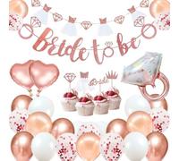 Décorations de fête de mariage, 1 bannière en forme de lettre de mariée, 28 ballons en latex doré rose scintillant, kit de décoration de ballons, convient pour les fêtes de thé de mariée