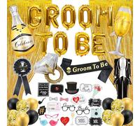 Décorations de fête de marié, décorations de fête d'enterrement de vie de jeune fille comprenant des ballons « Groom to Be » pour marié, écharpe, badge, accessoires photo, rideaux à franges,