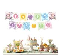 Décorations de Fête de Pâques,Guirlande à Motifs de Lapins et Œufs,Décor Printanier Coloré Joyeux | Pour Maison Ferme Manteau De Cheminée Arbre Mur Fenêtre Plateau Étagé Jardin