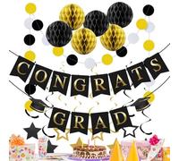 Décorations De Fête De Remise De Diplôme 2026 - Panneau De Remise De Diplôme Avec Étoiles Et Boules En Papier, Bannière De Félicitations Pour Diplômés, Ensemble D'ornements Festifs | Pour La Maison De