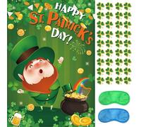 Décorations de Fête de Saint Patrick,7pcs Set de Decoration Anniversaire Saint Patrick- Affiche Décoration de Saint-Patrick, Autocollant & Masque pour les Yeux etc Fête Thème St.Patrick Décorations