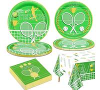 Décorations de fête de tennis pour 20 invités, comprend des assiettes en papier, des serviettes de table et une nappe pour les hommes décorations de fête d'anniversaire de tennis pour les enfants