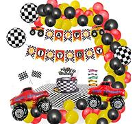 Décorations de fête de voiture, kit d'arche de ballons de course, ballons de voiture de course vintage, décorations de voiture de course, décorations de voiture de course, fête monstre camion