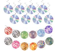 Décorations de Fête des Années 90, Tourbillons Suspendus Découpes CD Disco Rétro Irisées Banderoles de Plafond sur Thème Musique l'Ère Y2K, pour Y2K Discothèque Décennies Fête