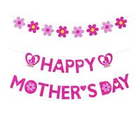 Décorations de fête des mères, guirlande rose pour fête des mères, bannière Happy Mother's Days à suspendre, La part de sa fille et de son fils