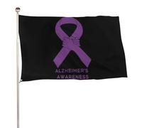 Décorations de fête d'extérieur sur le thème de la sensibilisation à la maladie d'Alzheimer : grand drapeau de 90 x 150 cm (3 x 5 pi)