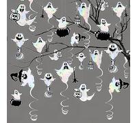 Décorations de fête d'halloween Irisés Blancs Tourbillons de Fantômes Effrayant Sorcières Citrouille Araignée Papier Suspendu guirlandes pour Halloween intérieur extérieur Porche Cour Arbre décor