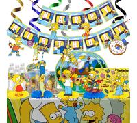 Décorations de fête Disney les Simpsons, vaisselle, tasse, assiette, serviette, autocollant, nappe, ballons, arrière-plan, fournitures de réception-cadeau pour bébé pour enfants Spiral 6pcs