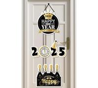 Décorations de fête du printemps - Décoration de porte du Nouvel An - Cintre de porte de bonne année | Signe de du Nouvel An en or noir 2025