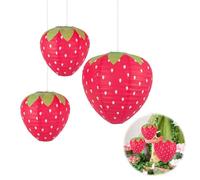 Décorations de fête en forme de fraise, 20,3 cm et 30,5 cm, grande lanterne à suspendre en forme de fraise, lanterne à thème 3D, lanterne d'été en papier Pa, lanterne à fraises, lanterne de
