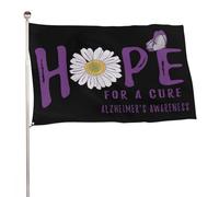 Décorations de fête extérieures pour la sensibilisation à la maladie d'Alzheimer : drapeau à thème floral « de guérison » (122 x 183 cm)